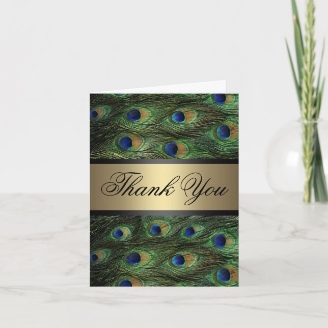 Peacock Feather Thank You Card (Front)