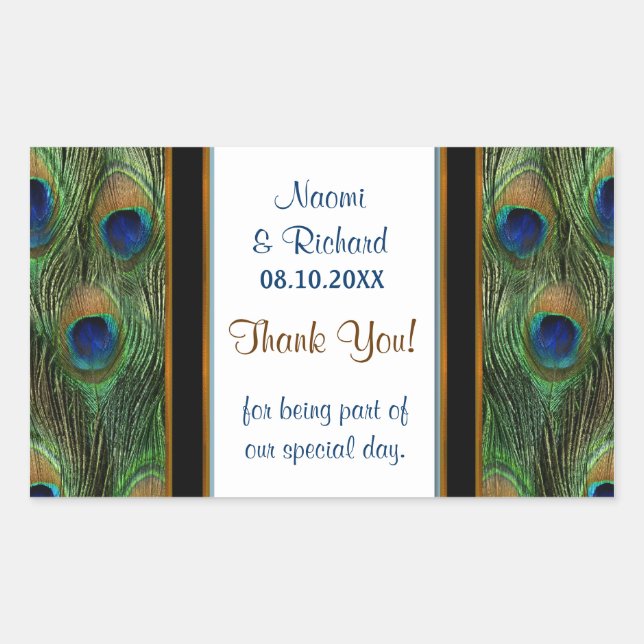 Peacock Feather Thank You Seal - Customise (Front)