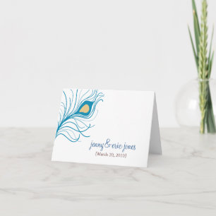 Peacock Feather Thank You Wedding Card