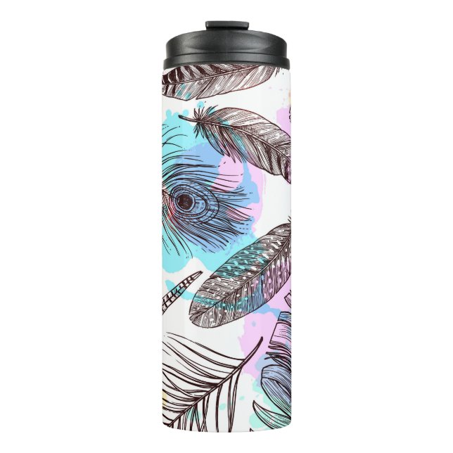 Peacock Feather Thermal Tumbler (Front)