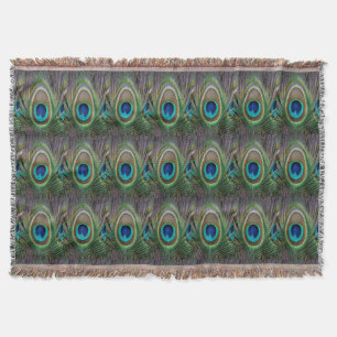 Peacock feather throw blanket