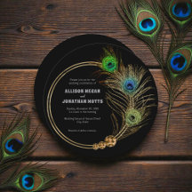 Peacock Feather Vibrant Elegant Wedding Invitation