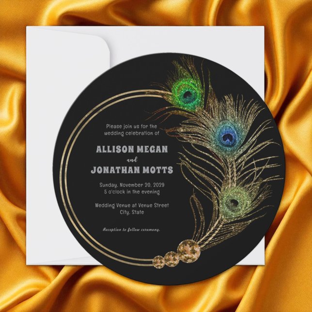 Peacock Feather Vibrant Elegant Wedding Invitation (Creator Uploaded)