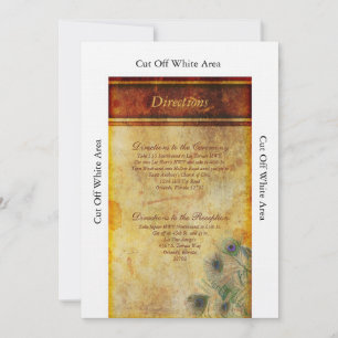 Peacock Feather Wedding Directions Card