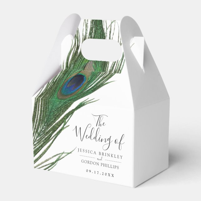 Peacock Feather | Wedding Favour Box (Front Side)