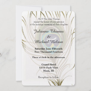 Peacock Feather Wedding  Invitation