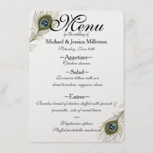 Peacock Feather Wedding Menu