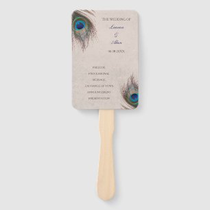 Peacock Feather Wedding Program Hand Fan