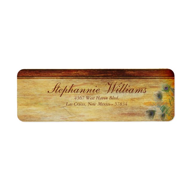 Peacock Feather Wedding Return Address Label (Front)