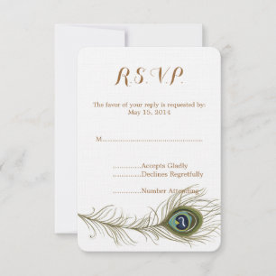 Peacock Feather Wedding RSVP Card