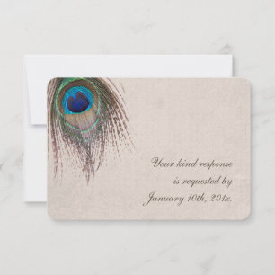 Peacock Feather Wedding RSVP Card