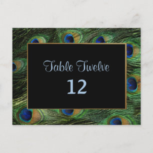 Peacock Feather Wedding Table Seating Number Postcard