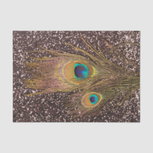 Peacock Feather With Glitters Tissue Paper