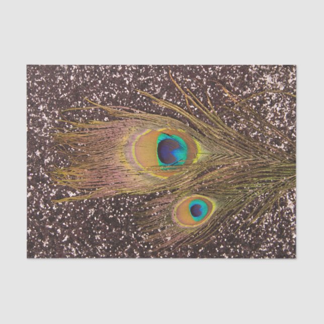 Peacock Feather With Glitters Tissue Paper (Front)