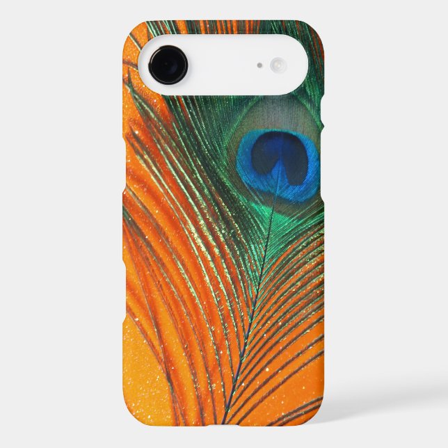 Peacock feather with Orange Glitter Still Life Case-Mate iPhone Case (Back)
