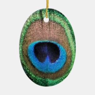 Peacock Feather with Stained Glass Effect Ceramic Tree Decoration