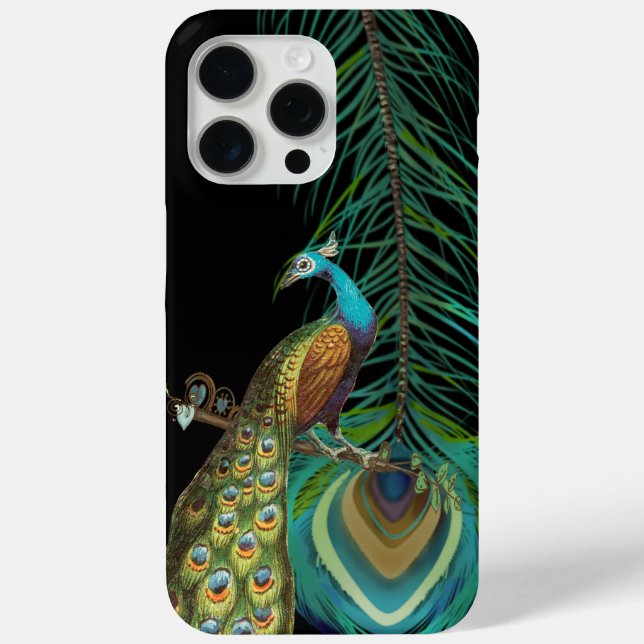 Peacock & Feather You Choose Background Colour Case-Mate iPhone Case (Back)