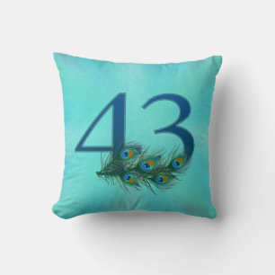 Peacock Feathers 43 Birthday Anniversary Milestone Cushion