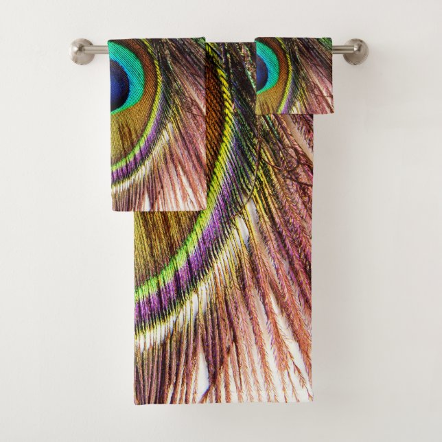 Peacock Feathers 4 Bathroom Towel Set (Insitu)
