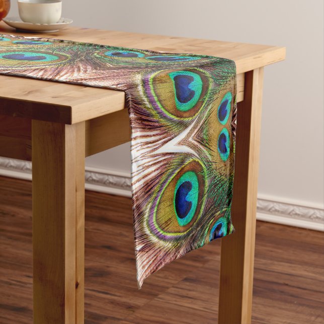 Peacock Feathers 4 Long Table Runner (In Situ)