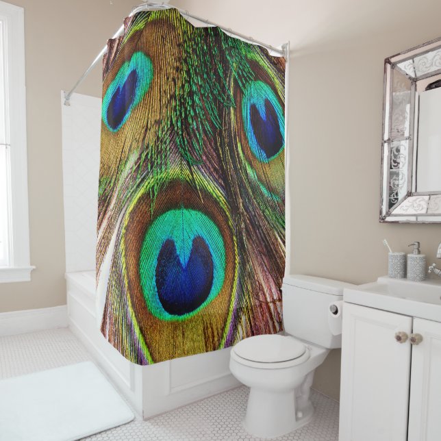 Peacock Feathers 4 Shower Curtain (In Situ)
