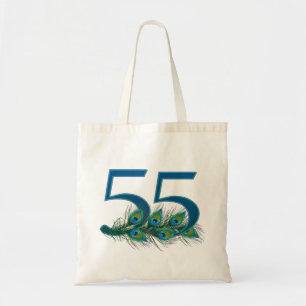 Peacock Feathers 55 Birthday Anniversary Milestone Tote Bag
