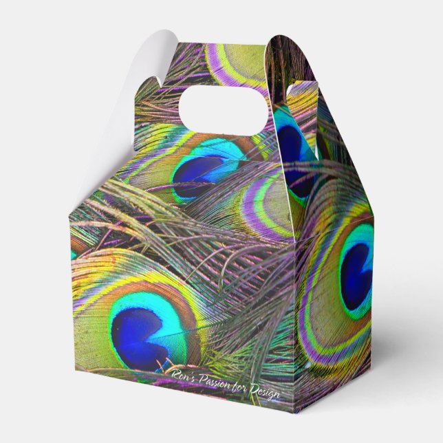 Peacock Feathers 5 Favour Box (Front Side)