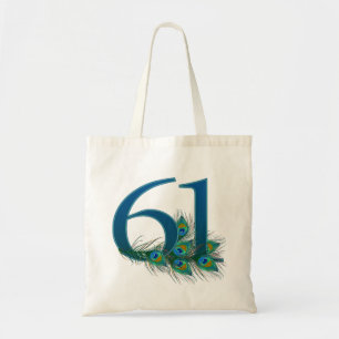 Peacock Feathers 61 Birthday Anniversary Milestone Tote Bag