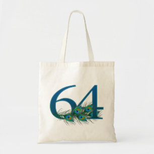 Peacock Feathers 64 Birthday Anniversary Milestone Tote Bag