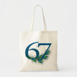 Peacock Feathers 67 Birthday Anniversary Milestone Tote Bag