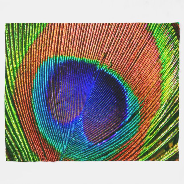 Peacock Feathers 6A-6B Options Fleece Blanket (Front (Horizontal))