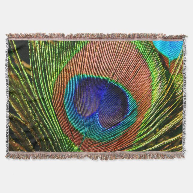 Peacock Feathers 6A-6B Options Throw Blanket (Front)