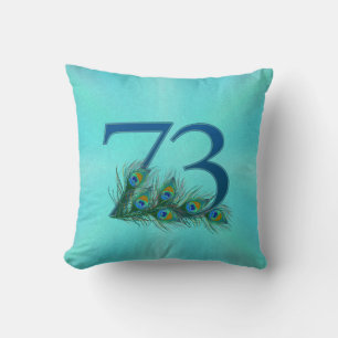 Peacock Feathers 73 Birthday Anniversary Milestone Cushion