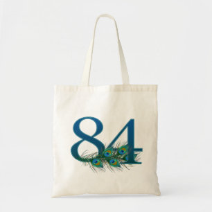 Peacock Feathers 84 Birthday Anniversary Milestone Tote Bag