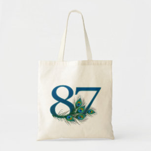 Peacock Feathers 87 Birthday Anniversary Milestone Tote Bag