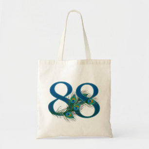 Peacock Feathers 88 Birthday Anniversary Milestone Tote Bag