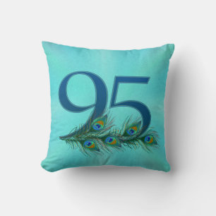 Peacock Feathers 95 Birthday Anniversary Milestone Cushion