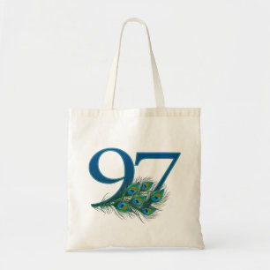 Peacock Feathers 97 Birthday Anniversary Milestone Tote Bag