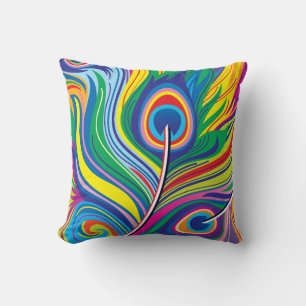 Peacock Feathers Abstract Art Cushion