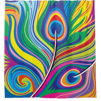 Peacock Feathers Abstract Art Shower Curtain