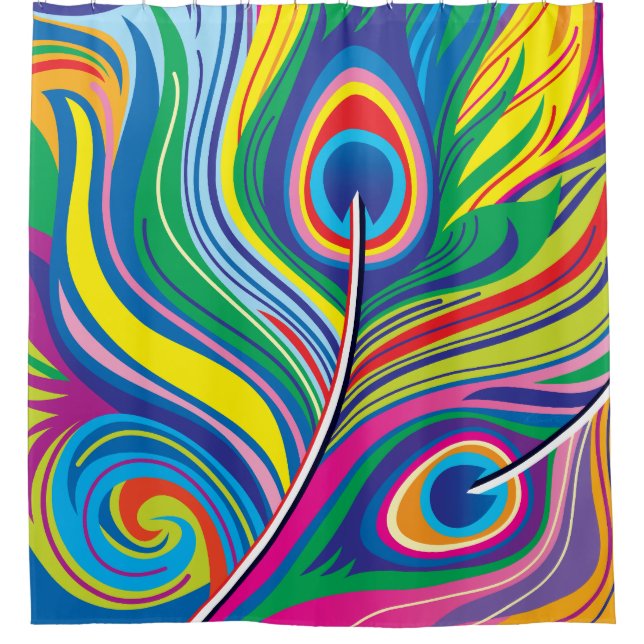 Peacock Feathers Abstract Art Shower Curtain (Front)