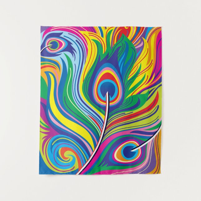 Peacock Feathers Abstract Art Tapestry (Front)