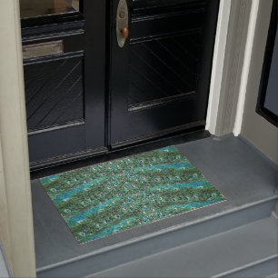 Peacock feathers, abstract - pattern in acrylic  doormat