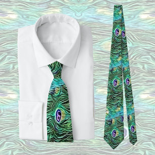 Peacock feathers, abstract - pattern in acrylic  tie