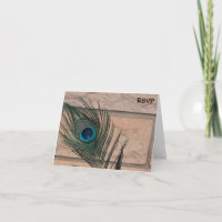Peacock Feathers and Bricks Wedding RSVP