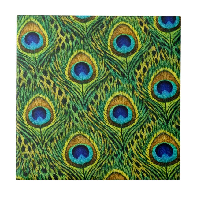 Peacock Feathers Animal Pattern Ceramic Tile (Front)