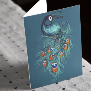 Peacock Feathers Art                               Card