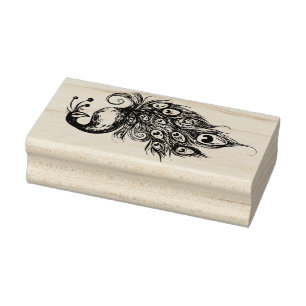 Peacock Feathers Art Rubber Stamp