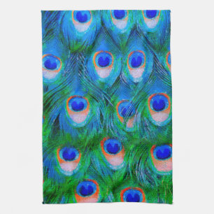 Peacock Feathers Art Tea Towel