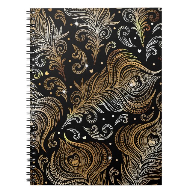 Peacock Feathers: Artistic Freehand Drawing. Notebook (Front)